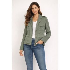 Zara TRF Olive Green Moto Utility Military Style Casual Blazer Jacket Women’s S